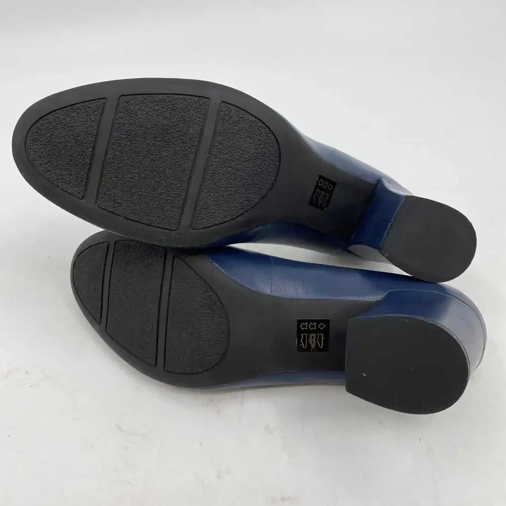 Wirth Blue Leather Block Heel Pumps | EU 42 (US 11)